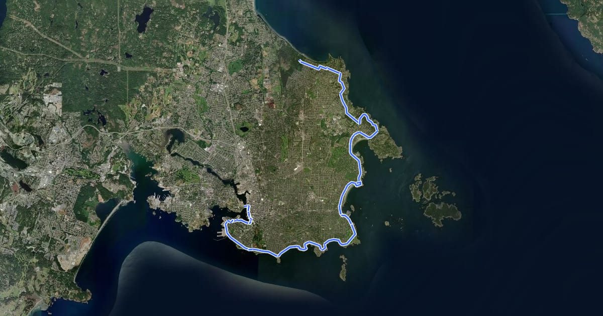 Маршрут Seaside Touring Route на спутниковом снимке