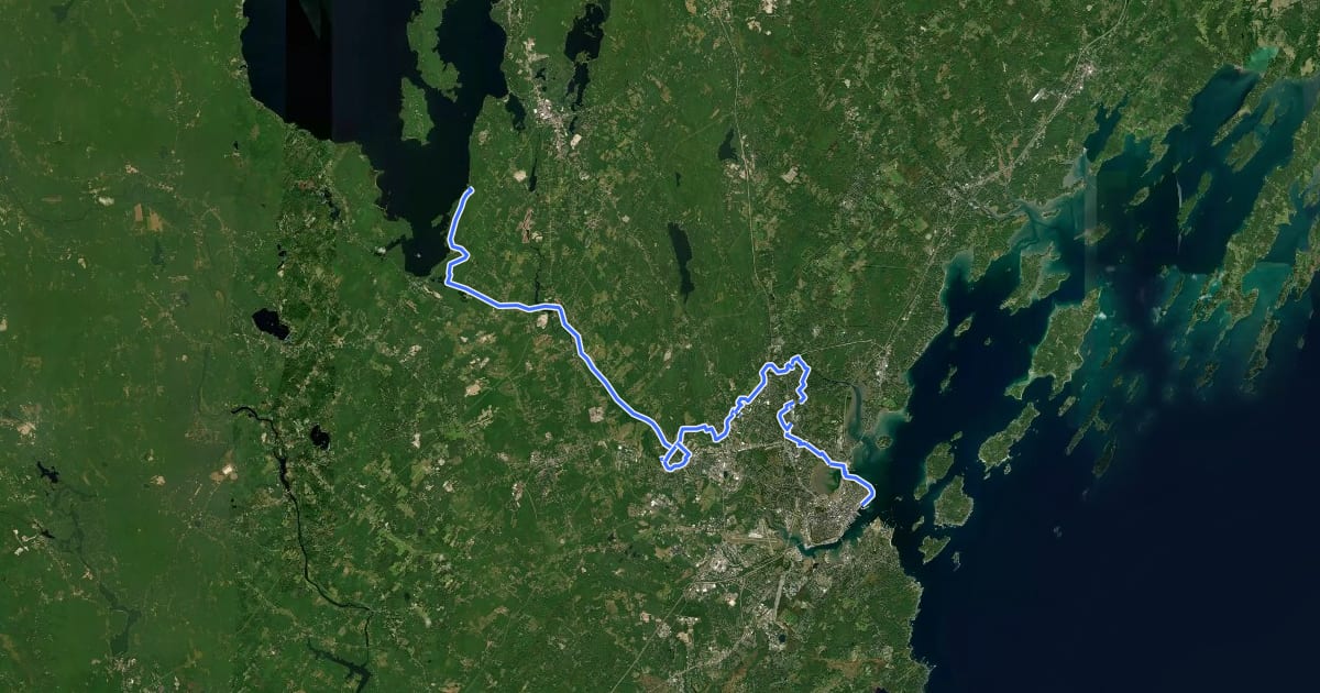 Маршрут Sebago to the Sea Trail на спутниковом снимке