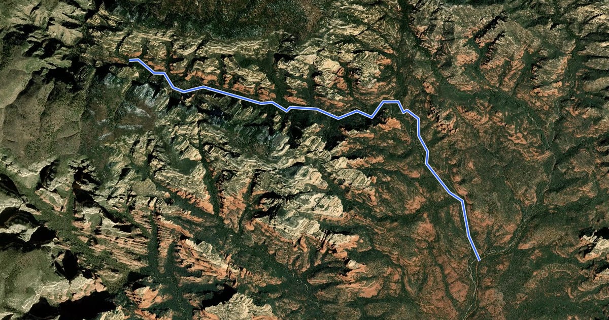 Маршрут Secret Canyon #121 на спутниковом снимке