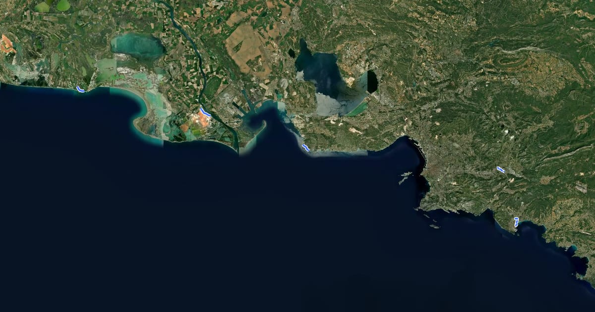 Маршрут Sections ouvertes de la V65 dans les Bouches du Rhone на спутниковом снимке