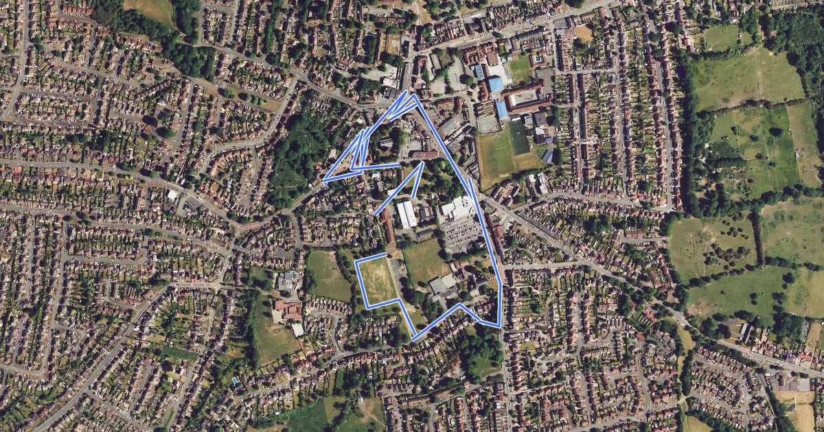 Маршрут Sedgley Heritage Trail 1 на спутниковом снимке