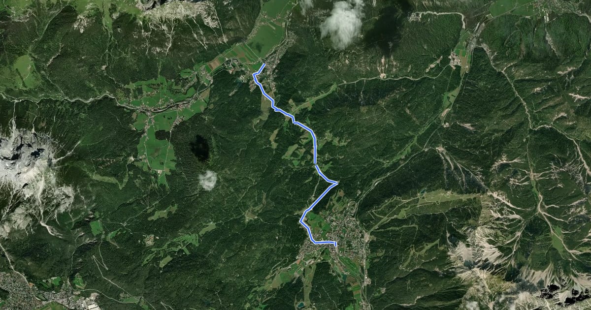 Маршрут Seefeld - Leutasch на спутниковом снимке