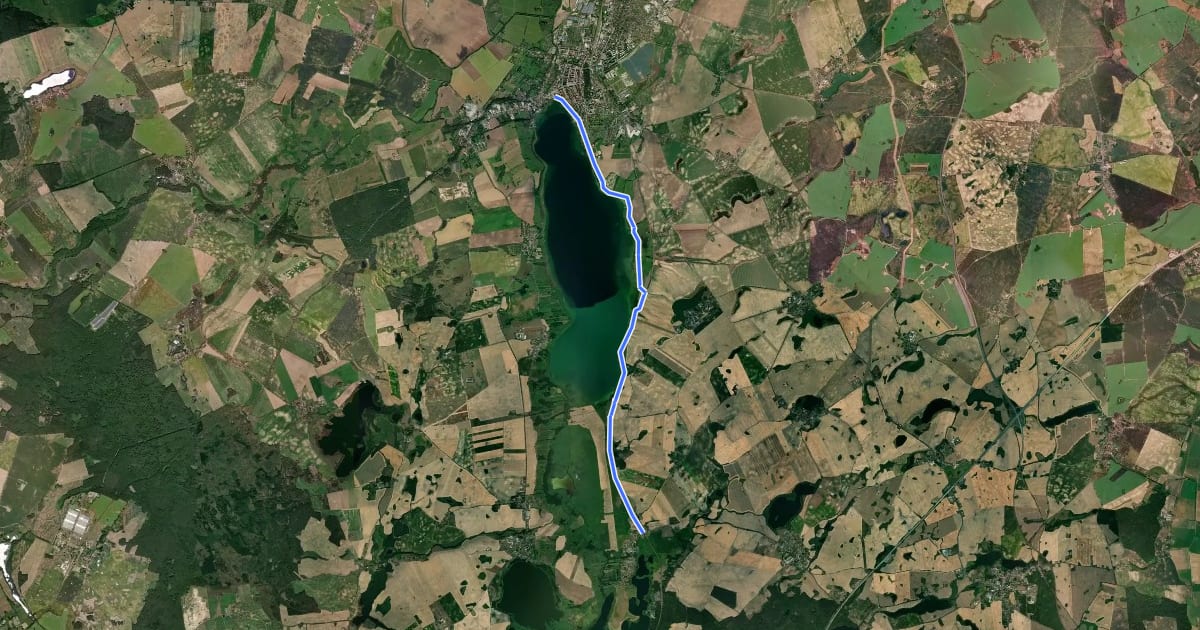 Маршрут Seehausen-Prenzlau на спутниковом снимке