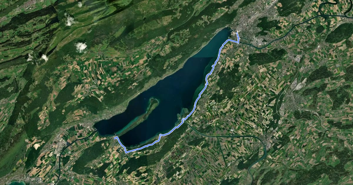 Маршрут Seeland-Solothurn-Weg на спутниковом снимке