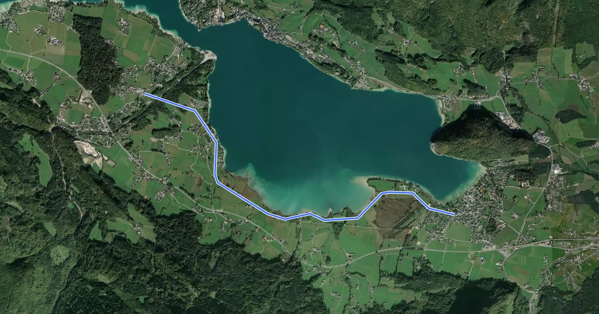 Маршрут Seeuferweg Strobl-Abersee на спутниковом снимке