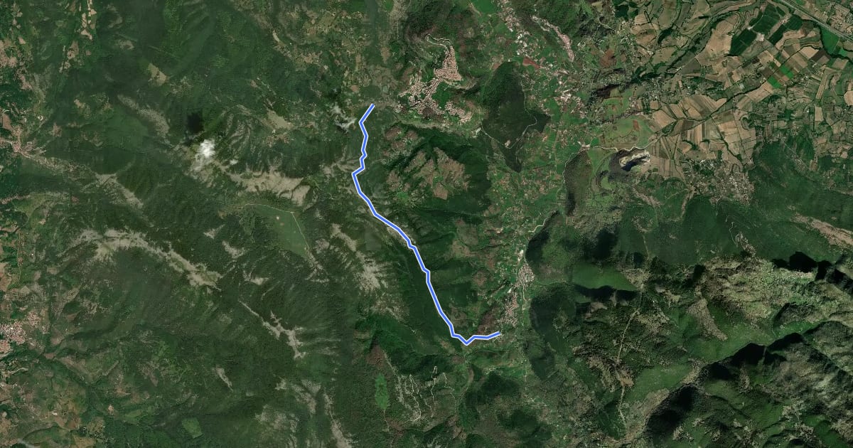 Маршрут Segni-Monte La Croce-Montelanico на спутниковом снимке