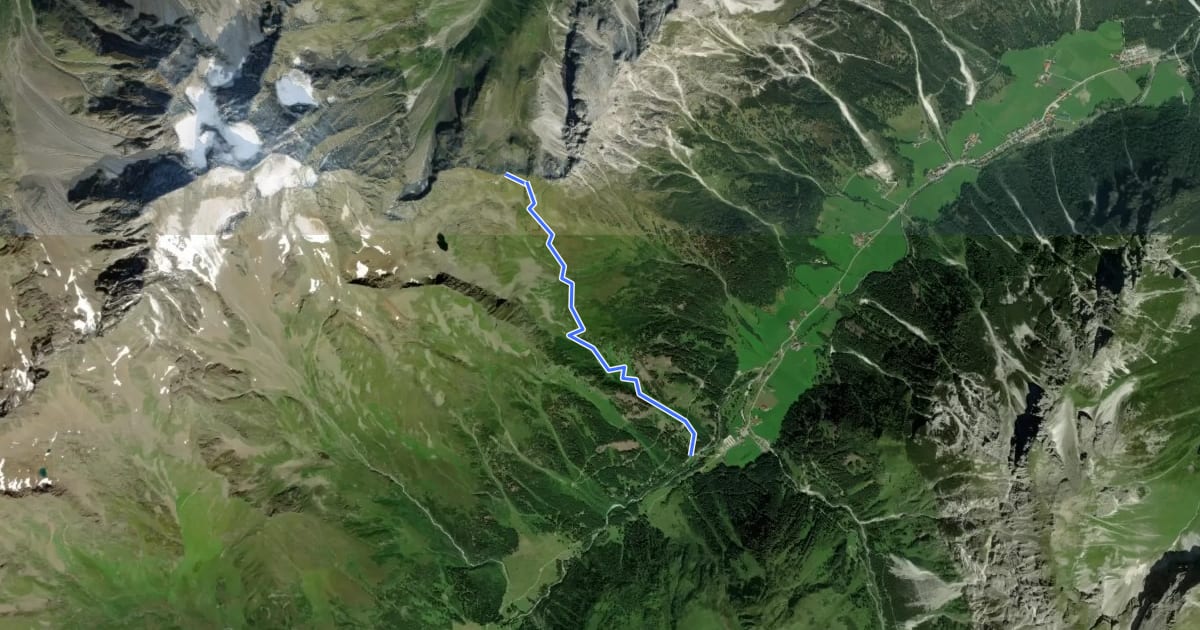 Маршрут Seilbahnsteig Innsbrucker Hütte на спутниковом снимке