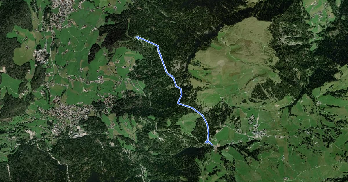 Маршрут Seiser-Alm-Steig - Sentiero Alpe di Siusi на спутниковом снимке