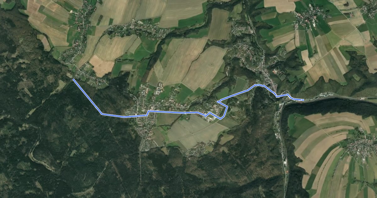 Маршрут Sekundenweg Tharandt - Hartha на спутниковом снимке