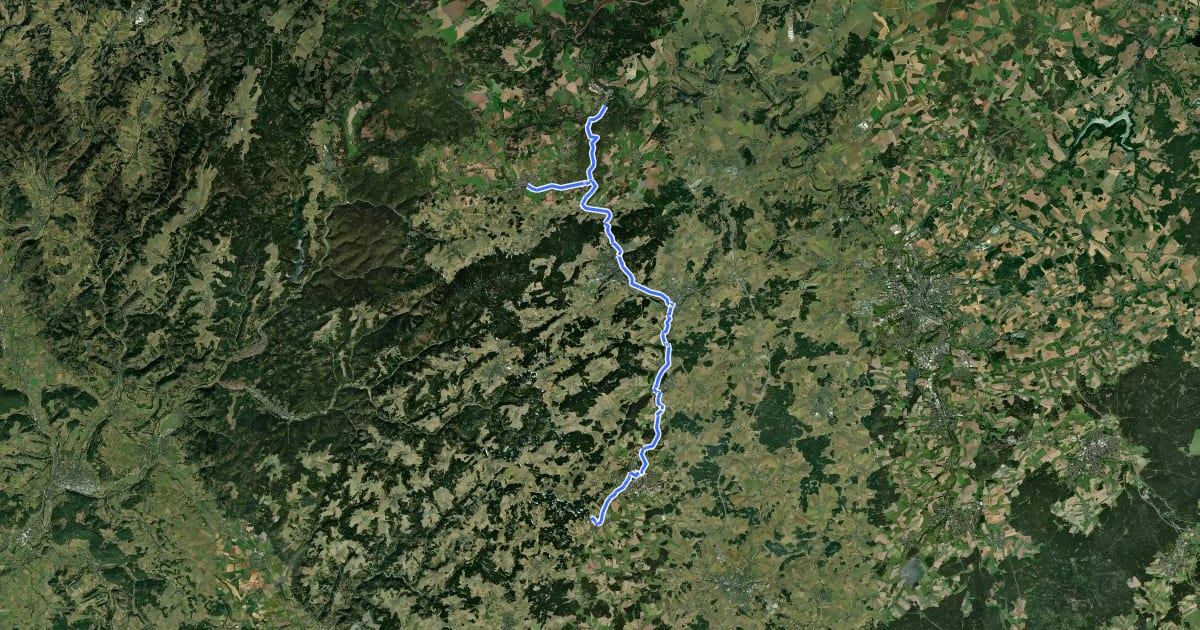 Маршрут Selbitztal-Radweg (HO 2) на спутниковом снимке