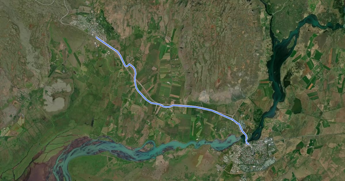 Маршрут Selfoss - Hveragerði на спутниковом снимке