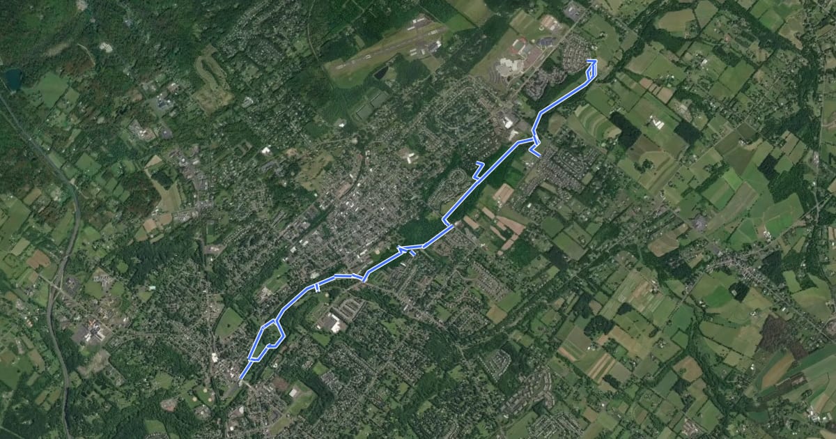 Маршрут Sellersville Perkasie East Rockhill Path на спутниковом снимке