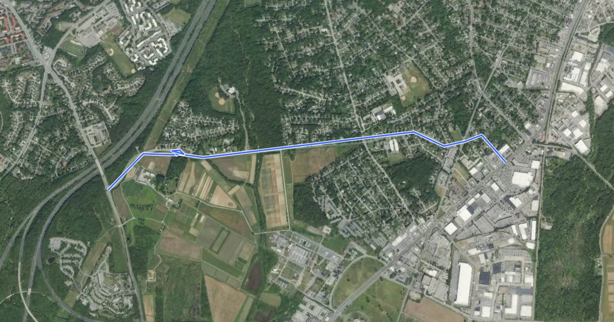 Маршрут Sellman Rd на спутниковом снимке