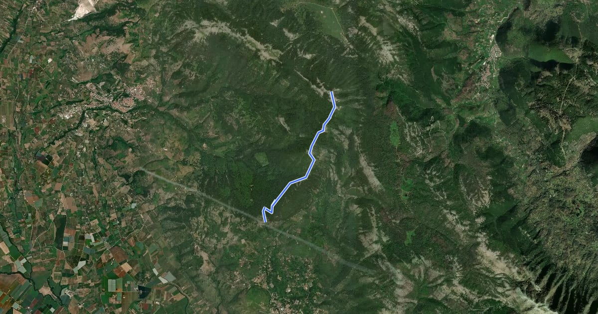 Маршрут Selva di Cori- Monte Lupone на спутниковом снимке
