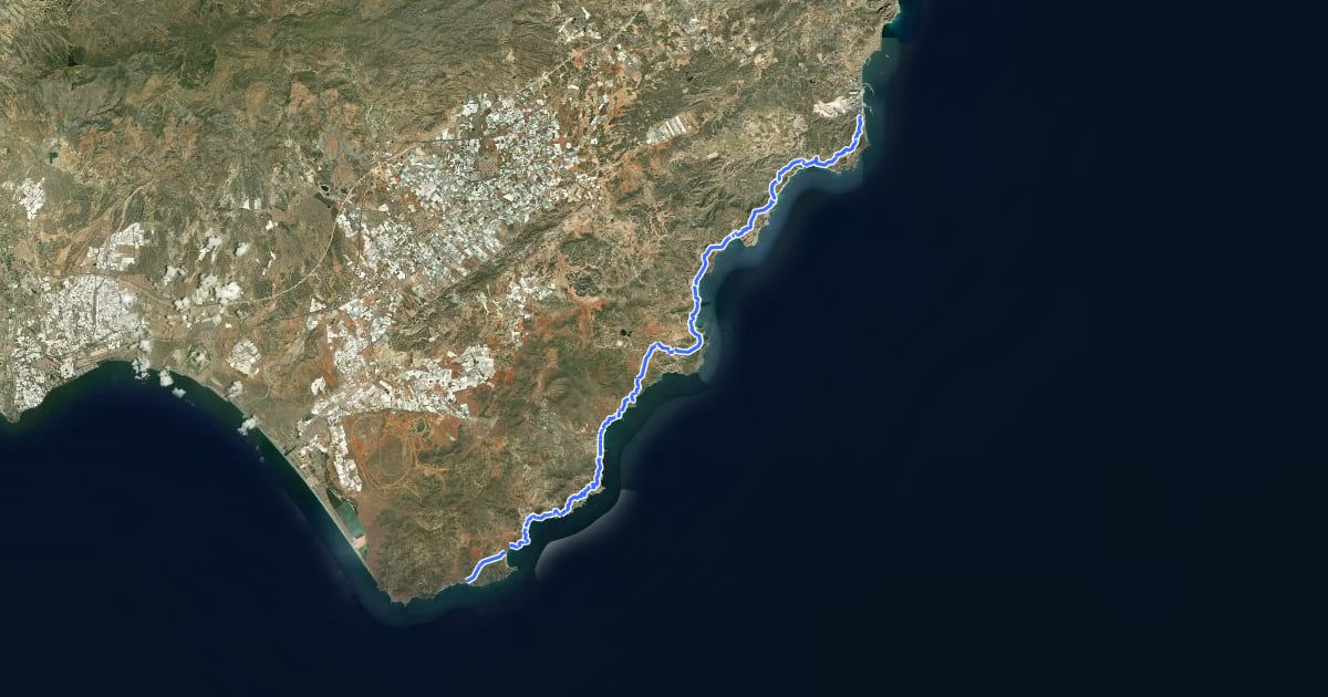 Маршрут Senda Azul de Cabo de Gata на спутниковом снимке