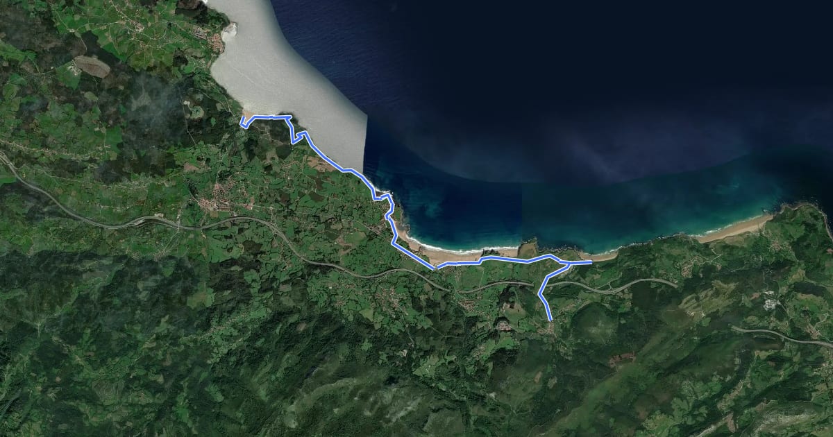 Маршрут Senda costera Arenal de Morís - Playa de La Griega на спутниковом снимке