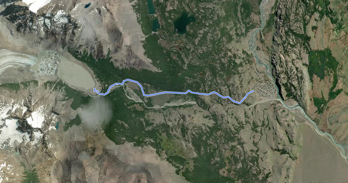 Маршрут Senda Laguna Torre на спутниковом снимке