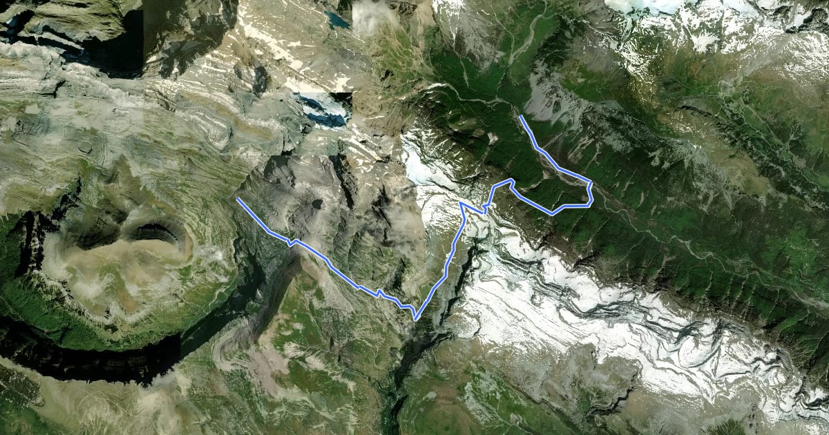 Маршрут Senda Pirenaica - E24 на спутниковом снимке