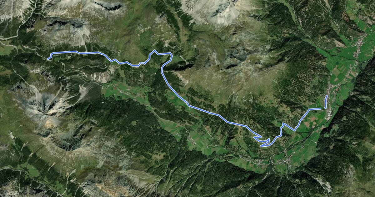 Маршрут Senda Val Müstair на спутниковом снимке