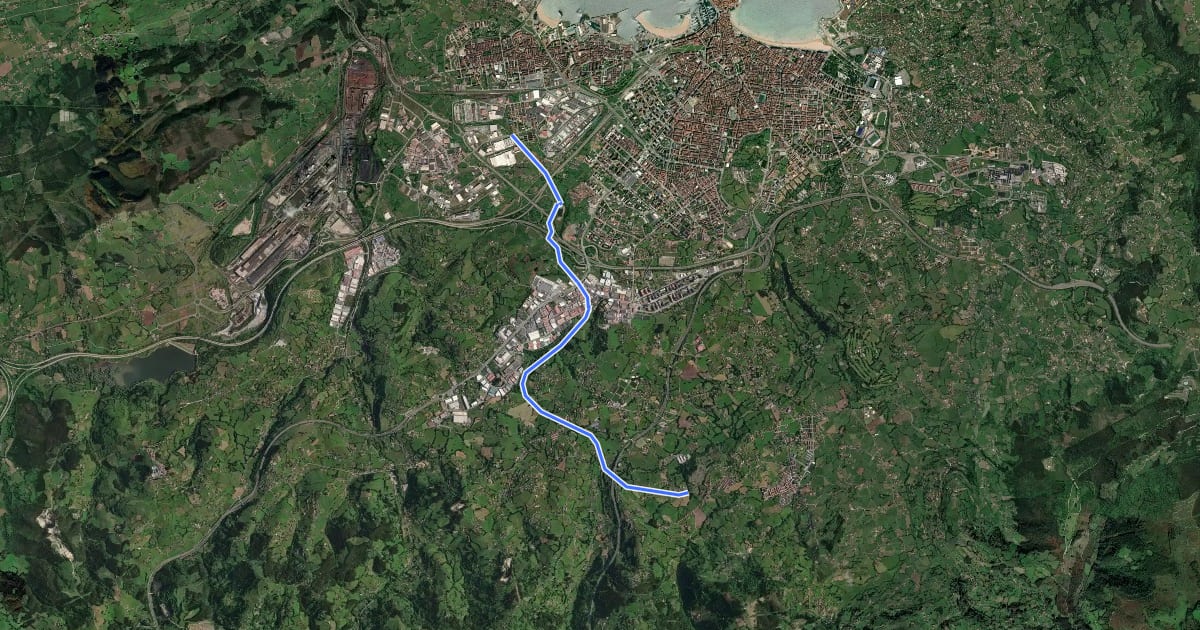 Маршрут Senda verde de La Camocha (peatonal) на спутниковом снимке