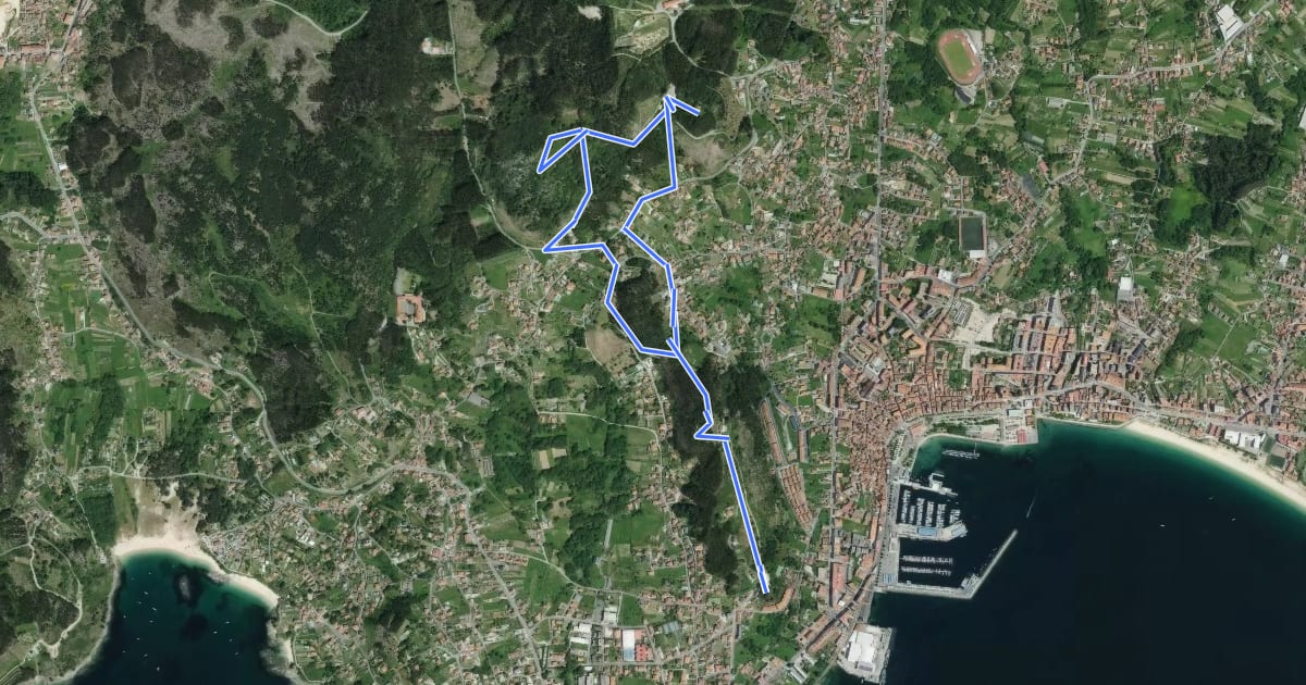 Маршрут Sendeiro do Monte do Castelo на спутниковом снимке