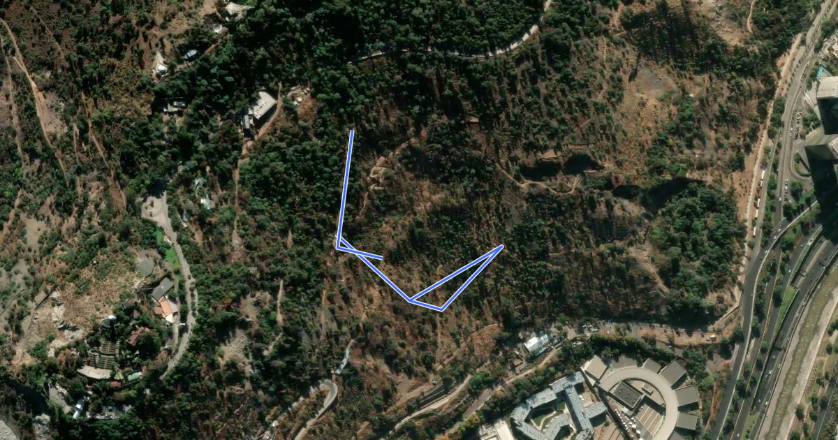 Маршрут Sendero Ciclista Centenario на спутниковом снимке
