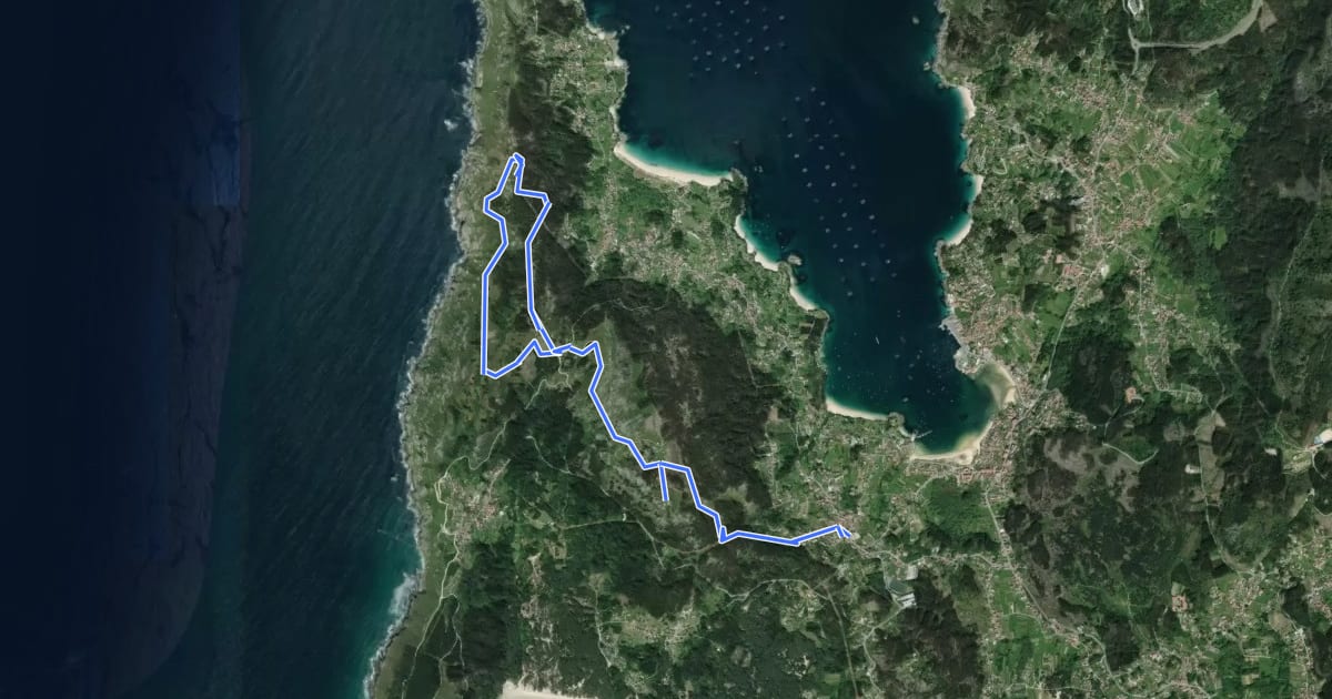 Маршрут Sendero Circular de la Costa de Soavela. O Hío на спутниковом снимке