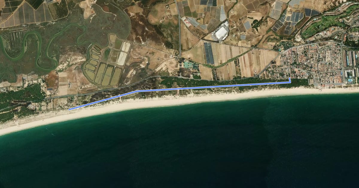 Маршрут Sendero Dunas de Isla Cristina на спутниковом снимке