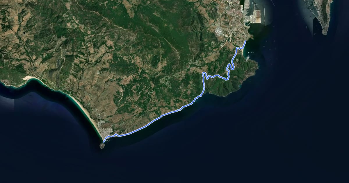 Маршрут Sendero Europeo Arco Mediteraneo - Etapa 1 на спутниковом снимке