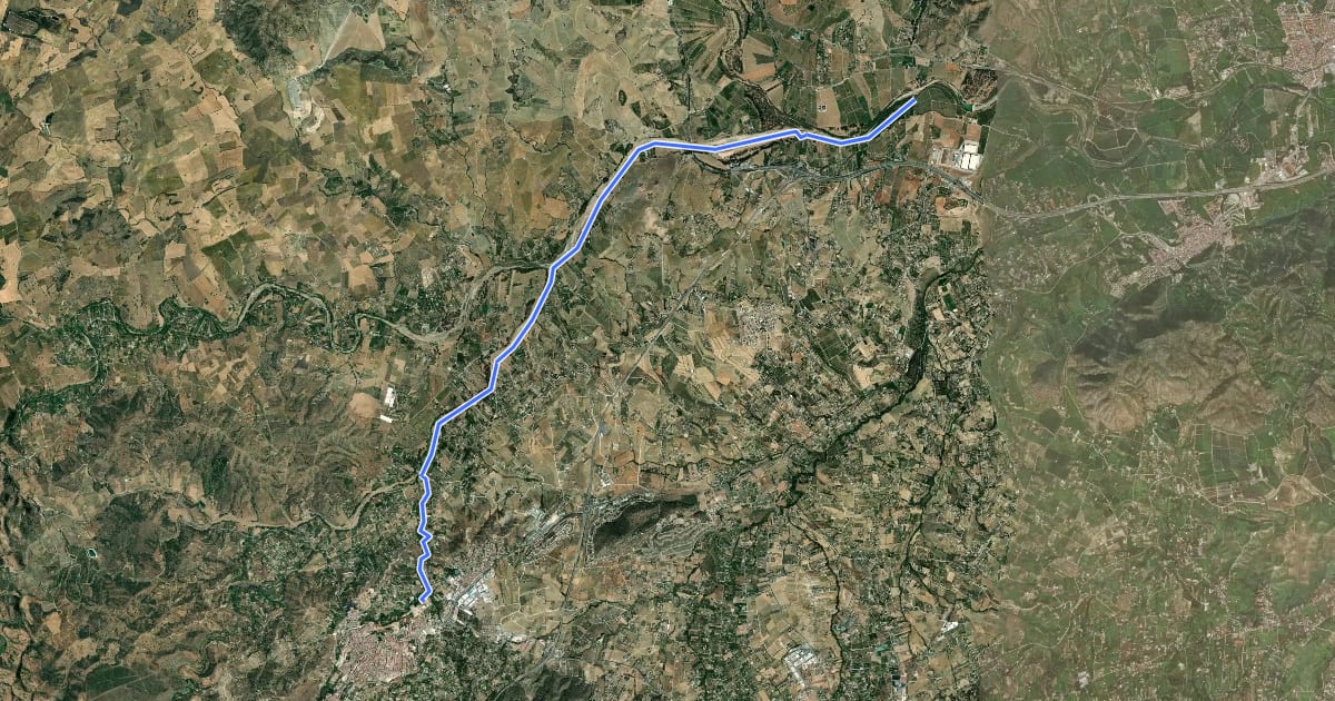 Маршрут Sendero Fluvial Coín - Guadalhorce на спутниковом снимке