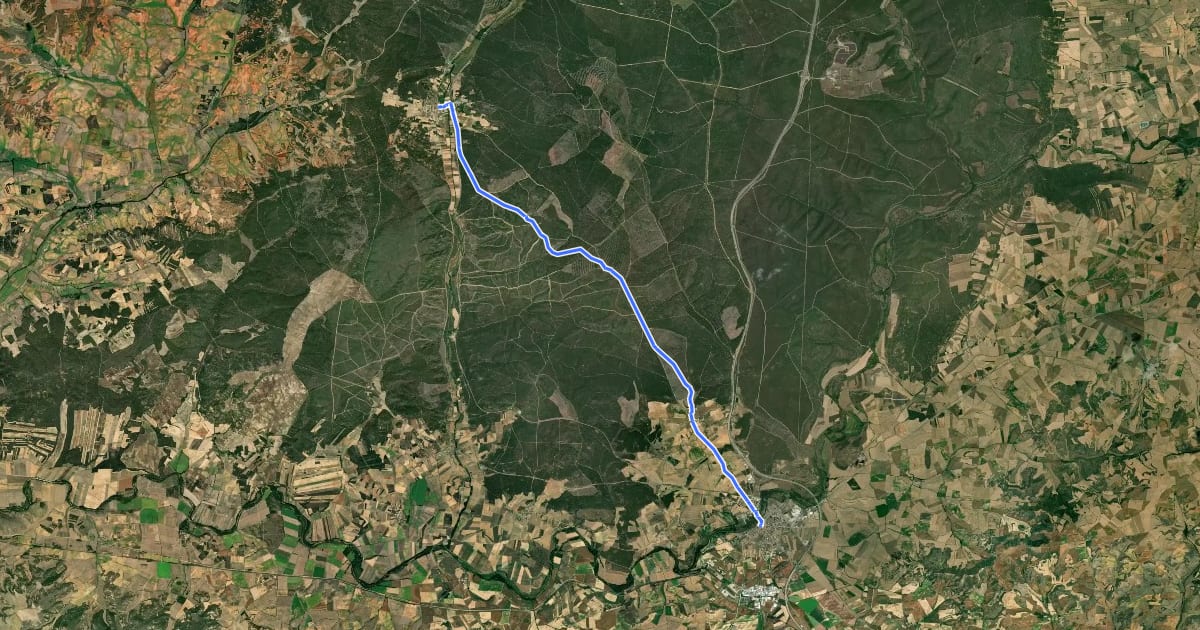 Маршрут Sendero Ibérico Soriano (Ramal de Almazán: Almazán-Tardelcuende) на спутниковом снимке