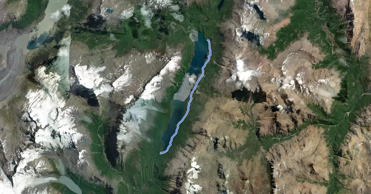 Маршрут Sendero Lago Desierto на спутниковом снимке