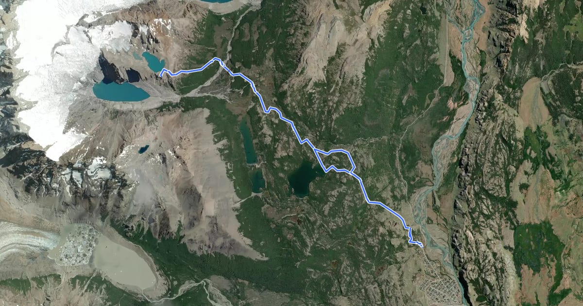 Маршрут Sendero Laguna de los Tres на спутниковом снимке
