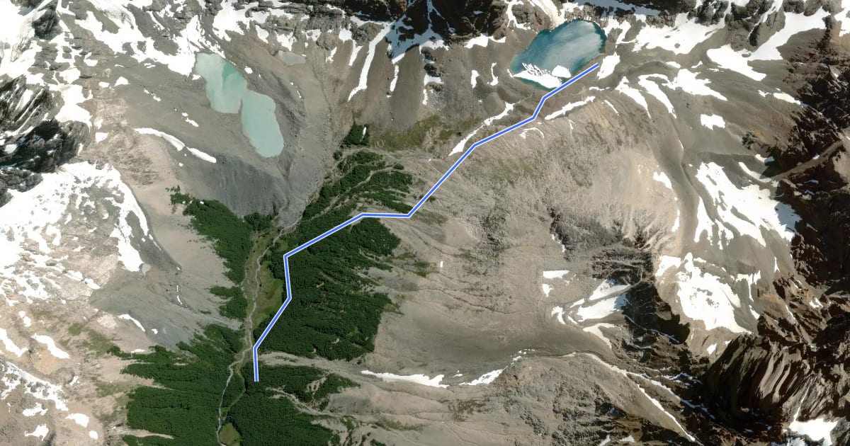 Маршрут Sendero Laguna Duff на спутниковом снимке