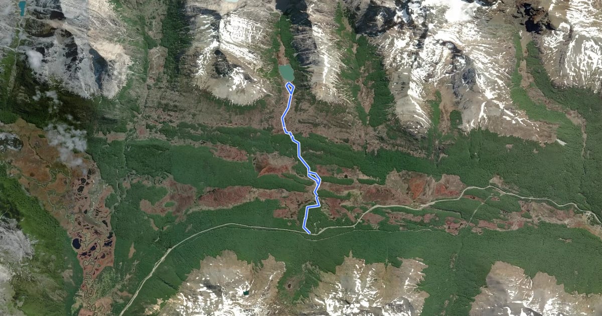 Маршрут Sendero Laguna Esmeralda на спутниковом снимке