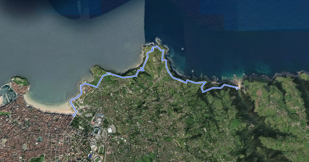 Маршрут Sendero litoral de la costa Este на спутниковом снимке