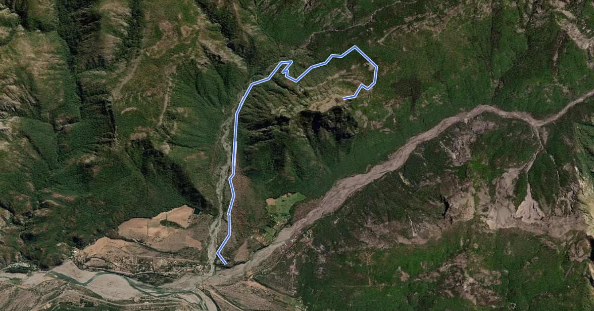 Маршрут Sendero Meseta del Alto на спутниковом снимке