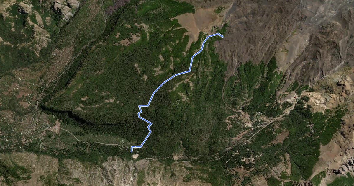 Маршрут Sendero Refugio Garganta del Diablo на спутниковом снимке