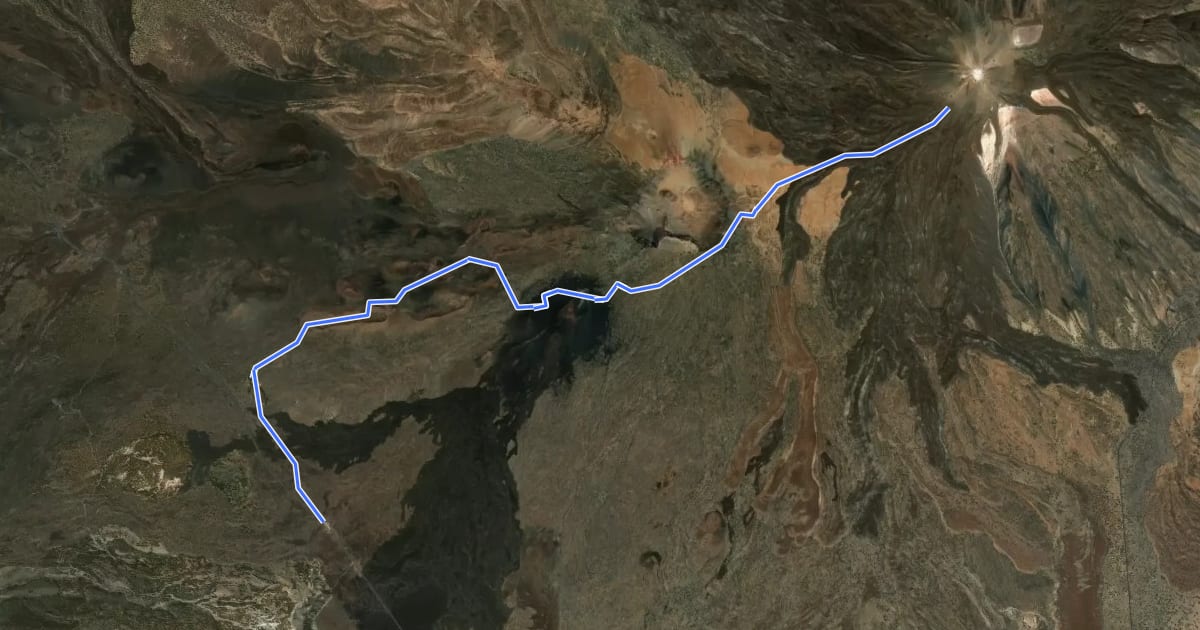 Маршрут Sendero Teide-Pico Viejo–Mirador de las Narices del Teide на спутниковом снимке