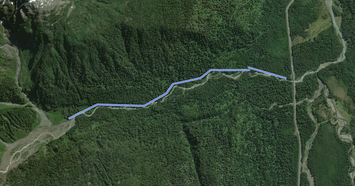 Маршрут Sendero Ventisquero Yelcho на спутниковом снимке