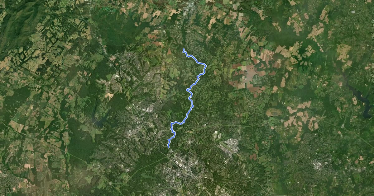Маршрут Seneca Creek Greenway Trail на спутниковом снимке
