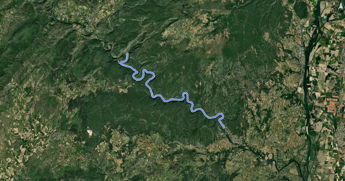 Маршрут Sentier amont des Gorges de l'Ardèche на спутниковом снимке