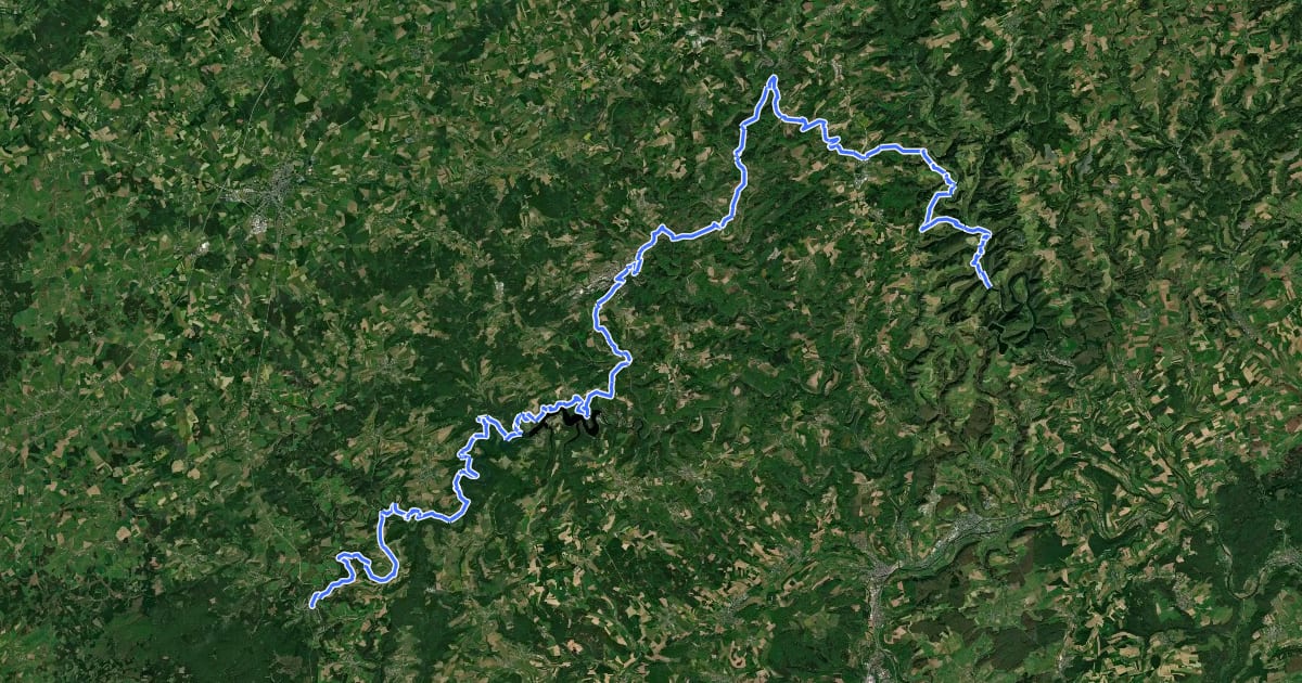 Маршрут Sentier Ardennes-Eifel на спутниковом снимке