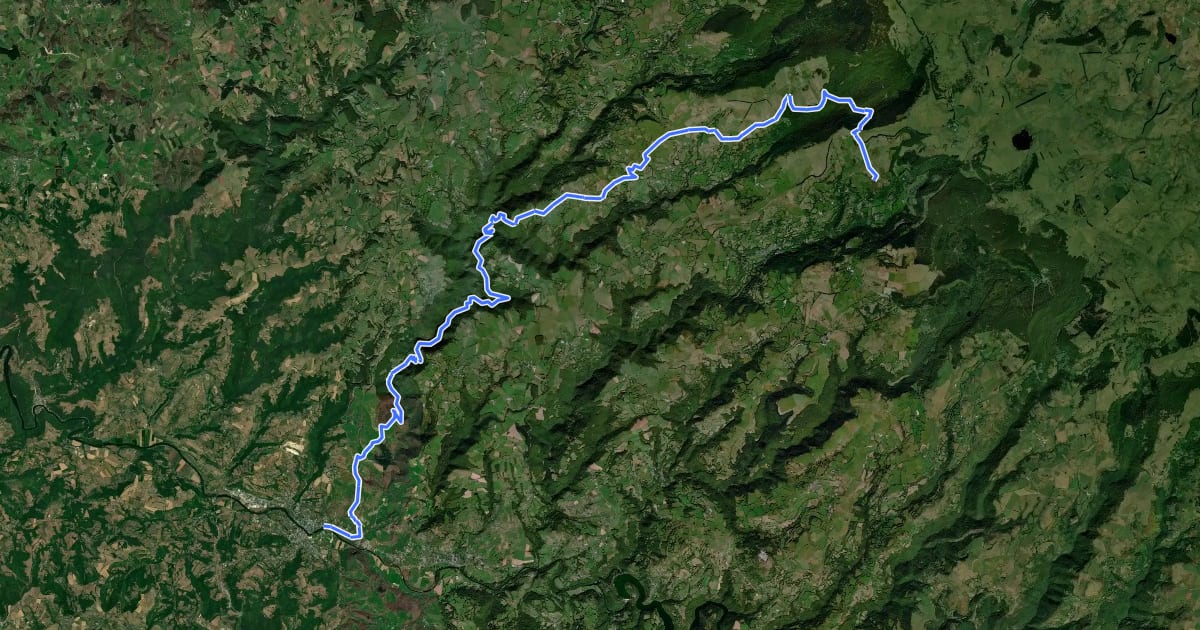 Маршрут Sentier Aubrac - Abbaye de Bonneval - Espalion на спутниковом снимке