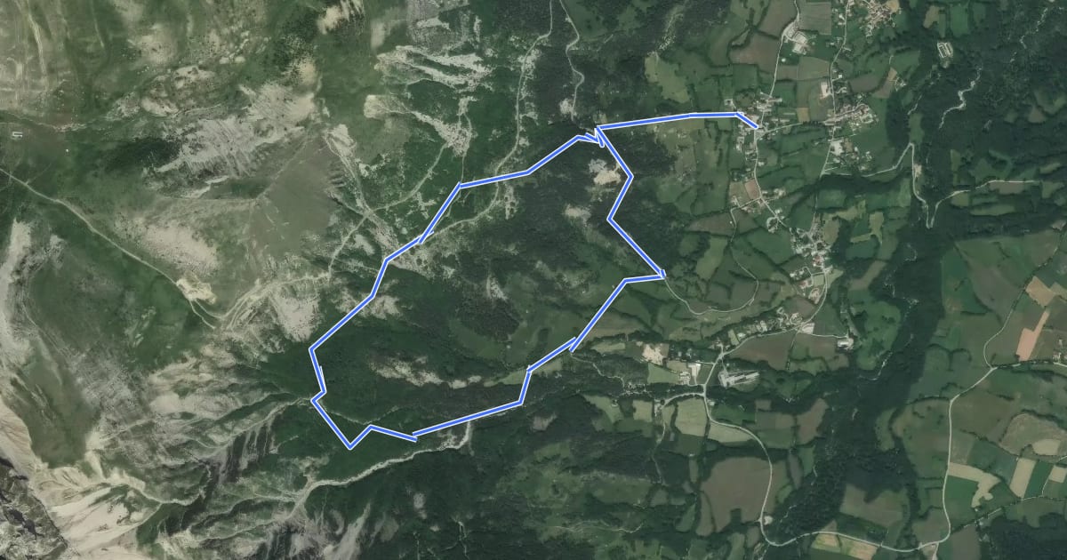 Маршрут Sentier botanique Dominique Villars на спутниковом снимке
