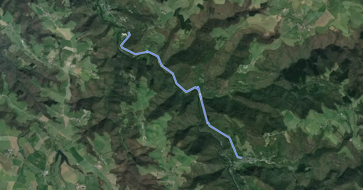 Маршрут Sentier Conques - Grand-Vabre на спутниковом снимке