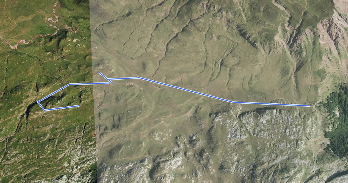 Маршрут Sentier d'Aguas Tuertas на спутниковом снимке