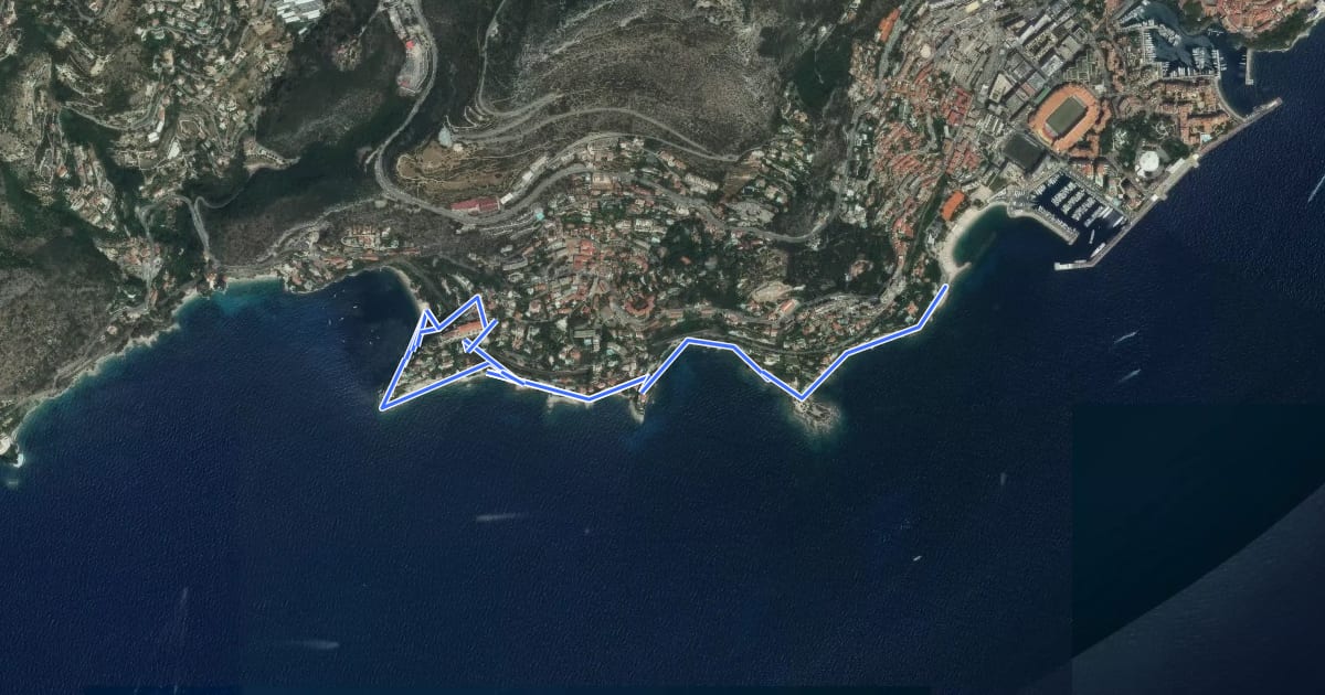 Маршрут Sentier de Cap d'Ail на спутниковом снимке