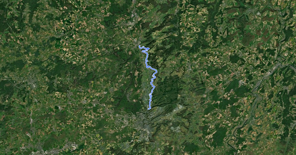 Маршрут Sentier de l'Alzette на спутниковом снимке