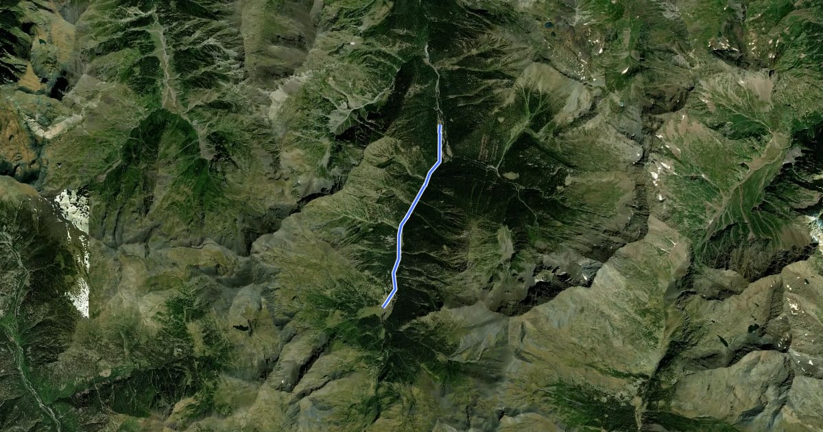 Маршрут Sentier de l'Hospice du Rioumajou на спутниковом снимке